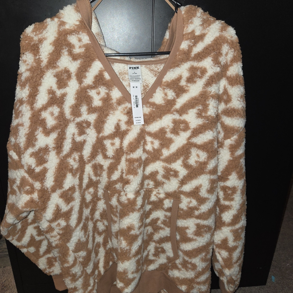 PINK Victoria's Secret Tan and Cream V-Neck Sweater